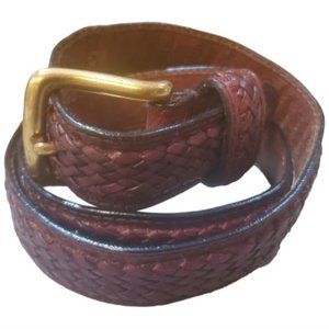 BELT XL DARK BROWN BRADED LEATHER BRASS HARDWARE